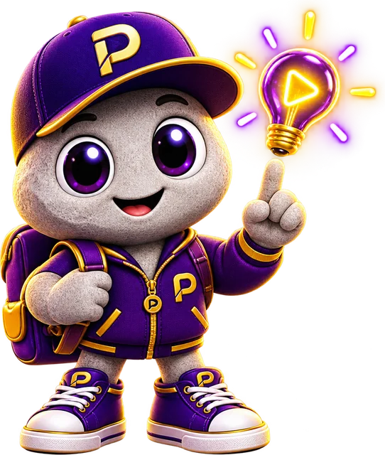 The Little Stone, the ProVideoCV ambassador, with a light bulb idea